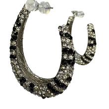 Load image into Gallery viewer, Rhinestone Animal Print Hoop Earrings
