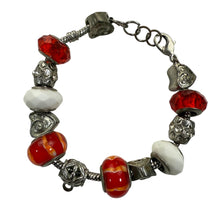 Load image into Gallery viewer, Red Art Glass Beads &amp; Hearts Bracelet
