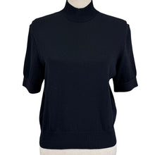 Load image into Gallery viewer, Vintage St. John Basics Black Knit Short Sleeve Mock Neck Sweater Top Medium Petite
