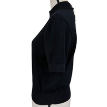 Load image into Gallery viewer, Vintage St. John Basics Black Knit Short Sleeve Mock Neck Sweater Top Medium Petite
