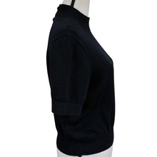 Load image into Gallery viewer, Vintage St. John Basics Black Knit Short Sleeve Mock Neck Sweater Top Medium Petite
