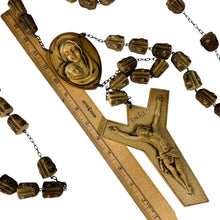 Load image into Gallery viewer, Vintage Jumbo Wall Rosary – Carved Faux Ivory Crucifix, Madonna &amp; Child, Oversized Catholic Beads
