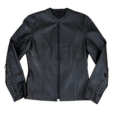 Load image into Gallery viewer, Cropped Black Leather Jacket Size XS

