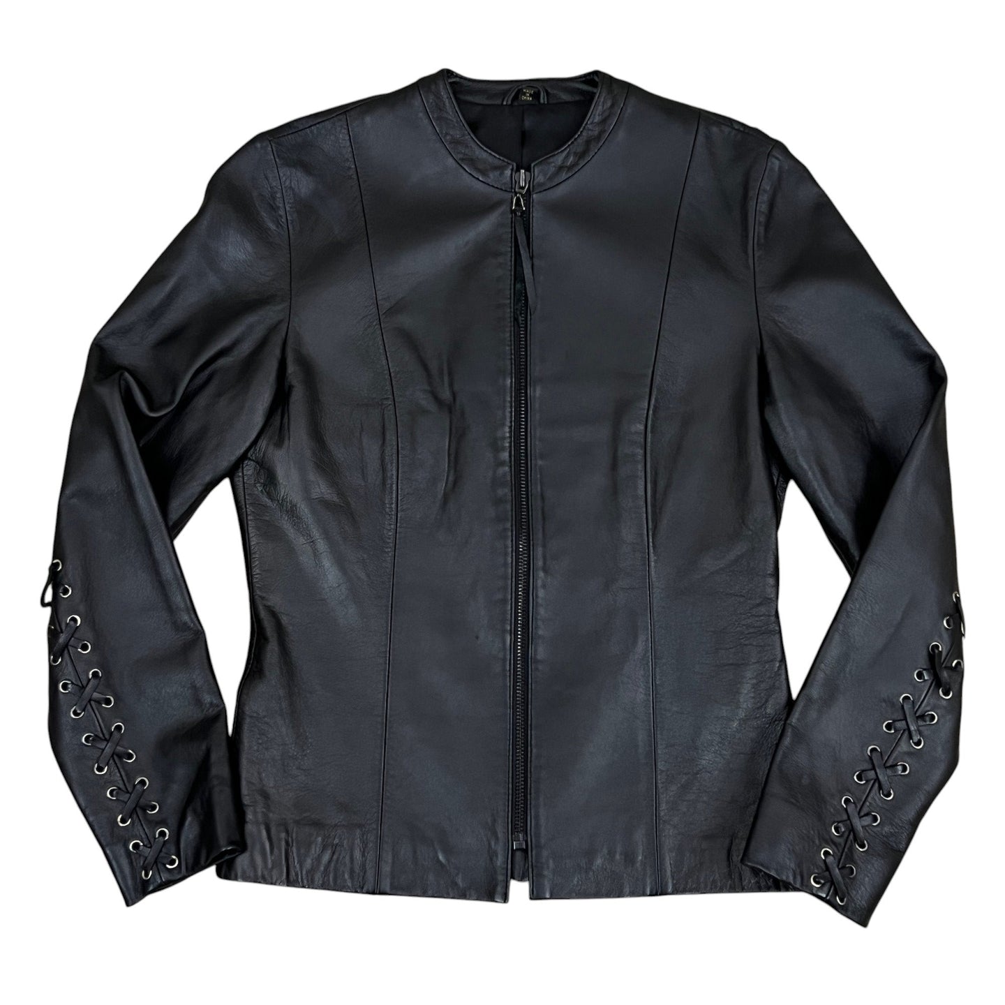 Cropped Black Leather Jacket Size XS