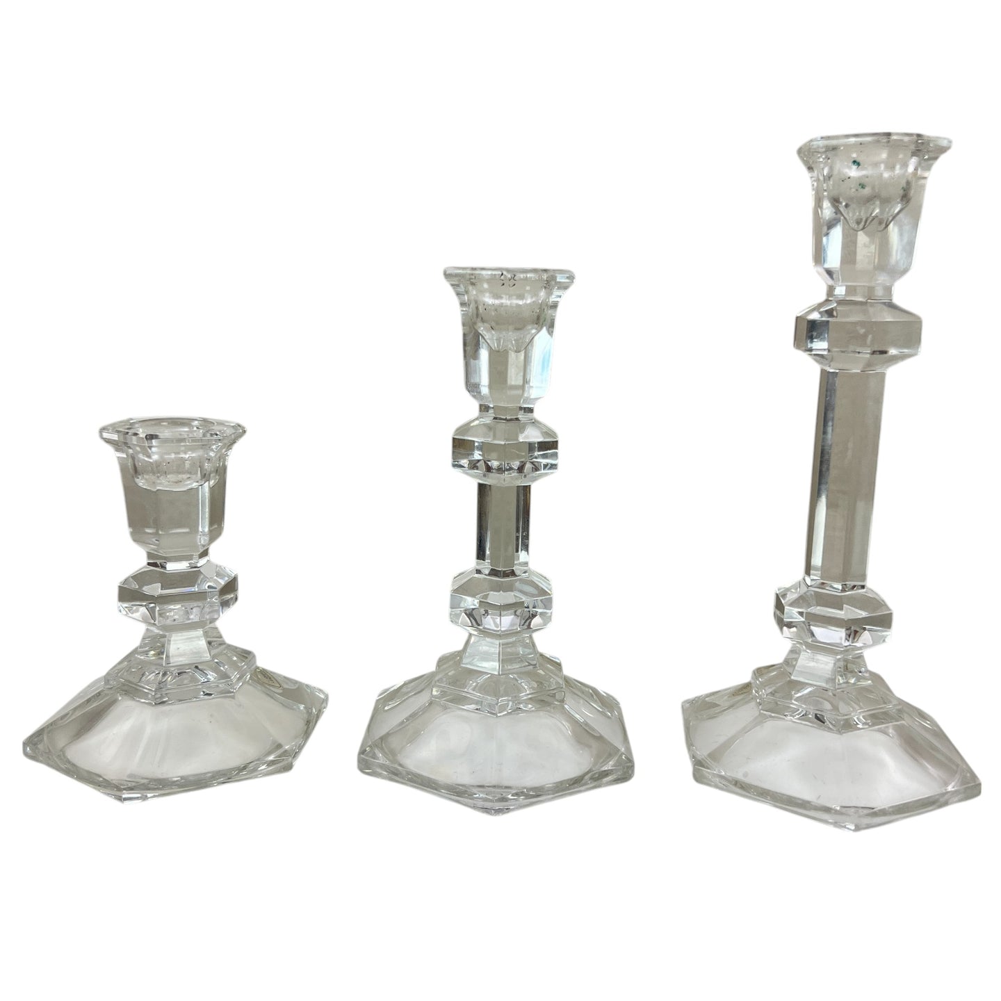 Vintage Austria Lead Crystal Candlestick Trio Set