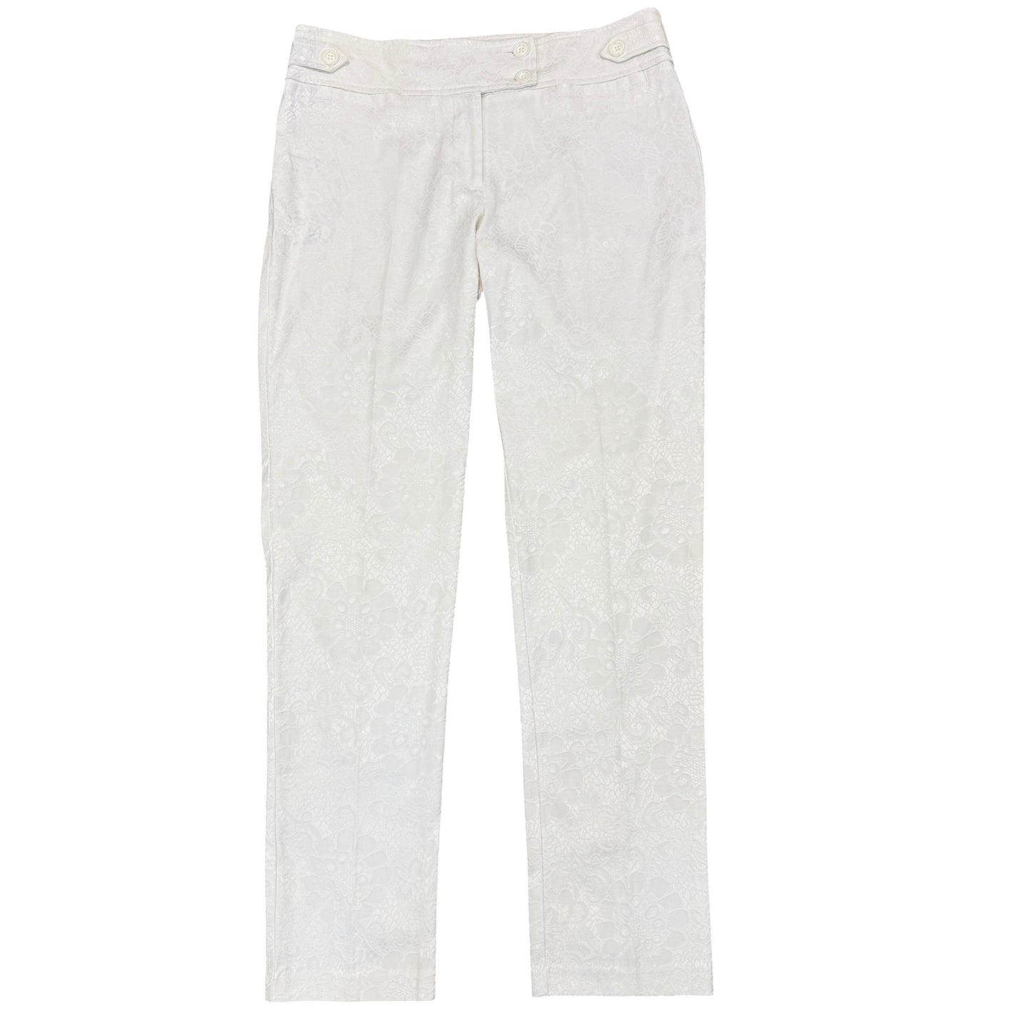 90s White Jacquard Tapered Leg Ankle Pant Size 6