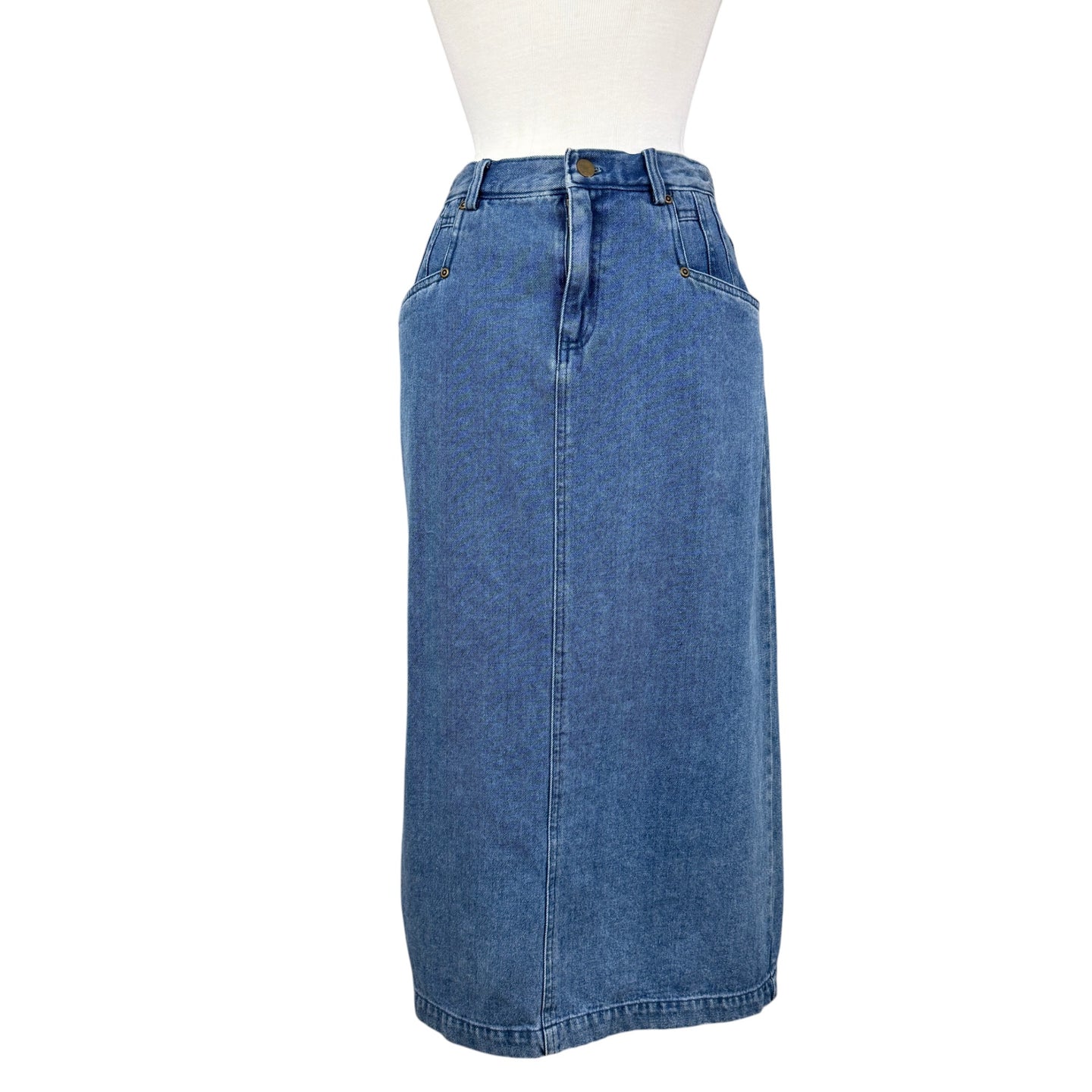 Vintage 90s Midi Cotton Denim Pencil Skirt Size 6P