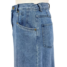 Load image into Gallery viewer, Vintage 90s Midi Cotton Denim Pencil Skirt Size 6P

