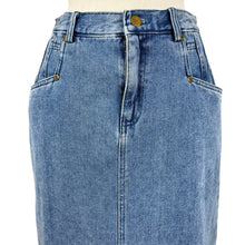 Load image into Gallery viewer, Vintage 90s Midi Cotton Denim Pencil Skirt Size 6P
