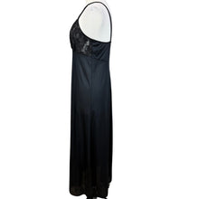 Load image into Gallery viewer, Sexy Long Black Satin &amp; Lace Nylon Nightgown Size Large USA

