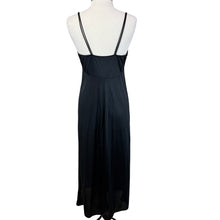 Load image into Gallery viewer, Sexy Long Black Satin &amp; Lace Nylon Nightgown Size Large USA
