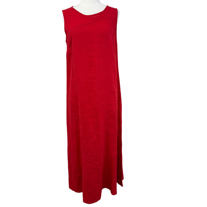 Flax Long Red Linen Sleeveless Dress Size Small