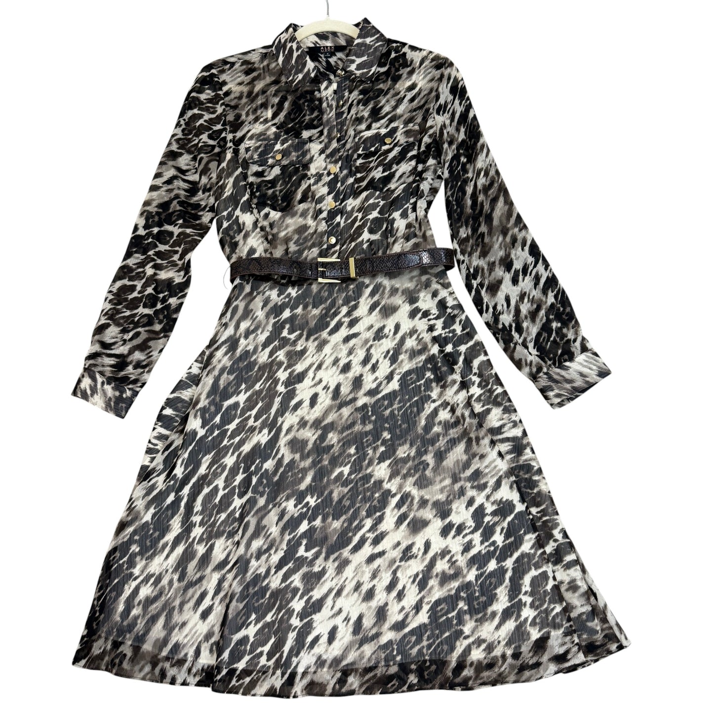 Belted Animal Print Shirt Dress Size 4