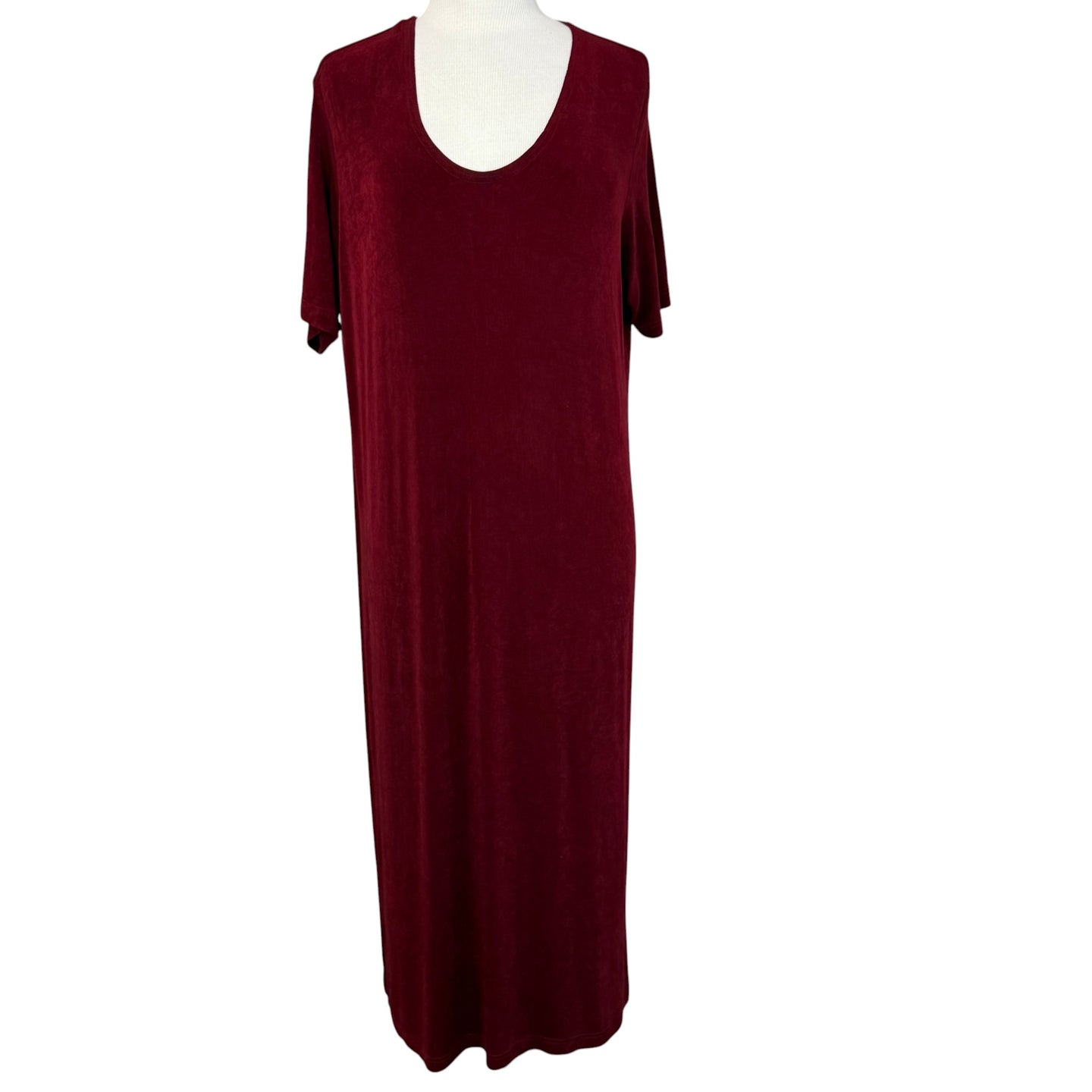 90s Matte Jersey Long Short Sleeve Dress 2X