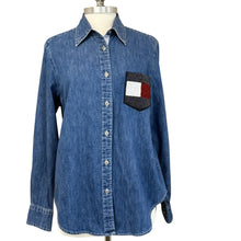 Load image into Gallery viewer, VTG Tommy Hilfiger Flag Pocket Denim Shirt Size Medium
