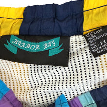 Load image into Gallery viewer, 90s Striped Nylon Swim Trunks Size 2X
