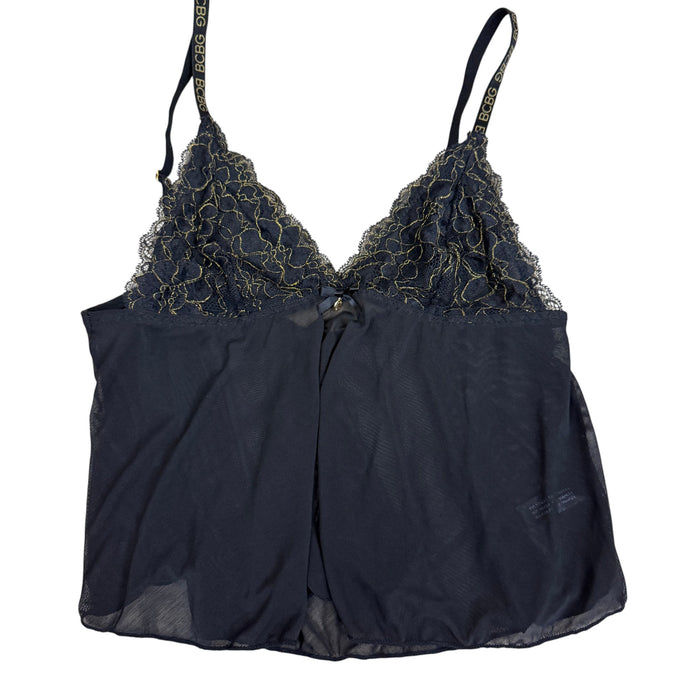 BCBG Black & Gold Nylon & Lace Cami Size Large