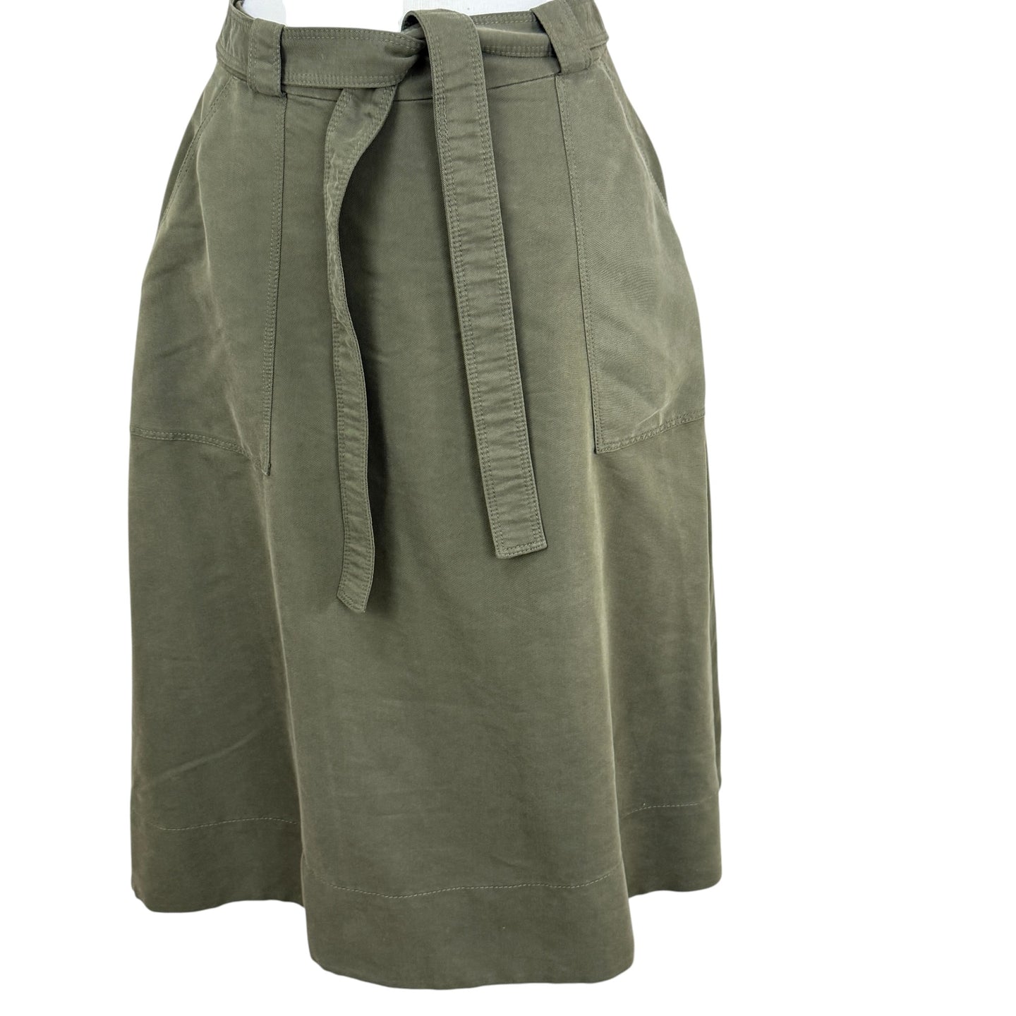 Tommy Hil Olive A-line Midi Skirt Size 2