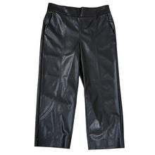 Load image into Gallery viewer, Chico&#39;s Black Faux Leather Cropped Pull On Pants Size 1
