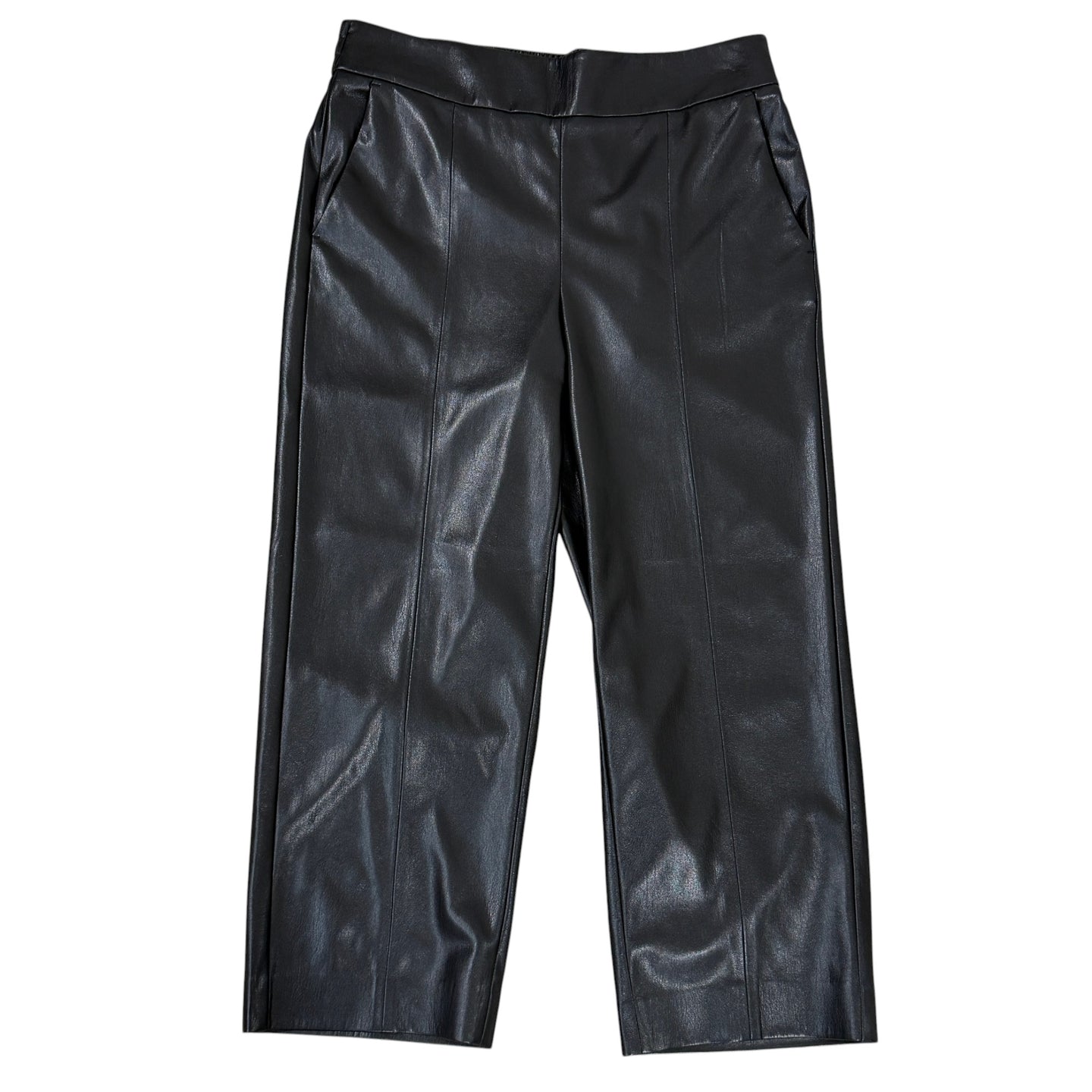 Chico's Black Faux Leather Cropped Pull On Pants Size 1