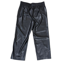 Load image into Gallery viewer, Chico&#39;s Black Faux Leather Cropped Pull On Pants Size 1
