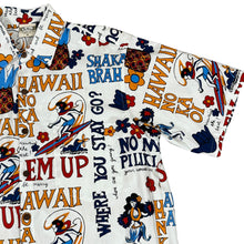 Load image into Gallery viewer, Go Barefoot Pidgin English White Aloha Shirt Size Medium
