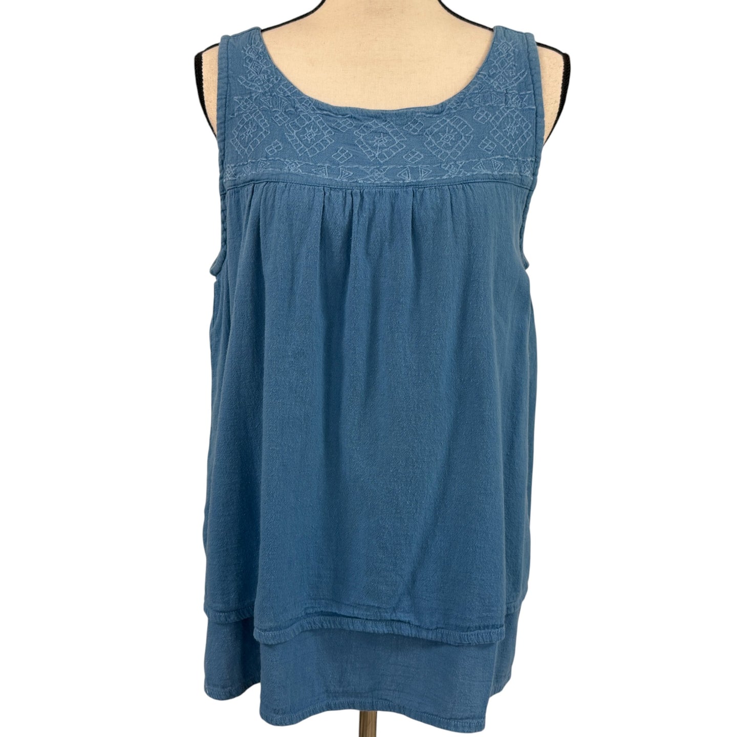 VTG Guatemala Hand Crafted 100% Cotton Embroidered Peasant Tank Size Medium