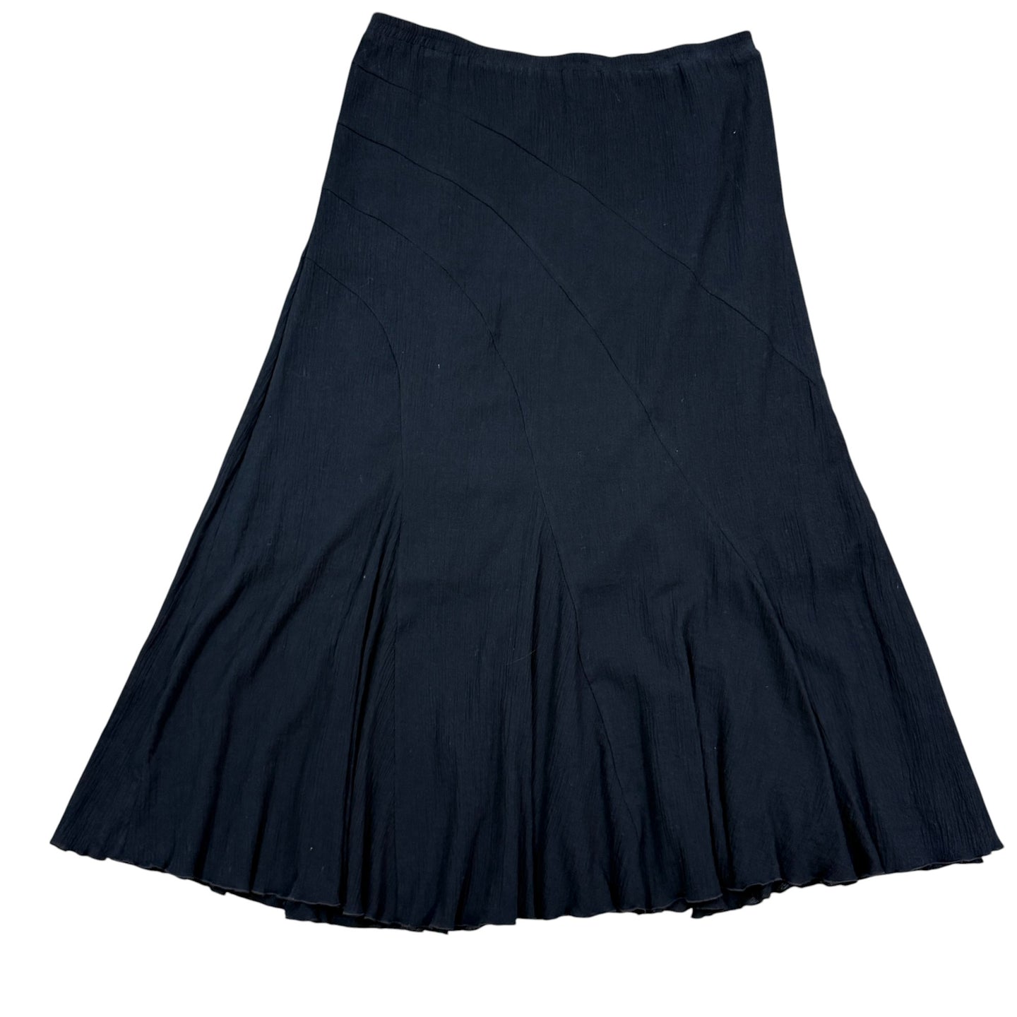 90s Long Black Cotton Crinkle Skirt Size XL