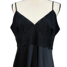 Load image into Gallery viewer, Black Satin &amp; Lace Slip Nighty Size XL
