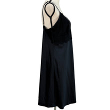 Load image into Gallery viewer, Black Satin &amp; Lace Slip Nighty Size XL
