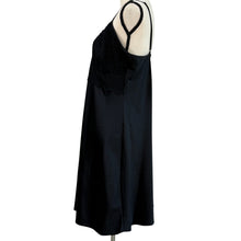 Load image into Gallery viewer, Black Satin &amp; Lace Slip Nighty Size XL
