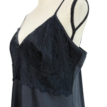Load image into Gallery viewer, Black Satin &amp; Lace Slip Nighty Size XL

