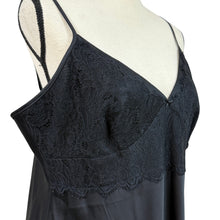 Load image into Gallery viewer, Black Satin &amp; Lace Slip Nighty Size XL

