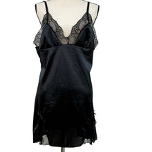 Load image into Gallery viewer, Black Nylon &amp; Lace Trimmed Slip Nighty Size XL
