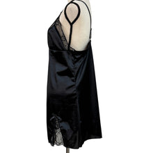 Load image into Gallery viewer, Black Nylon &amp; Lace Trimmed Slip Nighty Size XL
