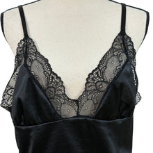 Load image into Gallery viewer, Black Nylon &amp; Lace Trimmed Slip Nighty Size XL
