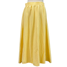 Load image into Gallery viewer, 90s Long Pale Yellow Linen Rayon Skirt w Pockets Size 10
