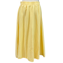 Load image into Gallery viewer, 90s Long Pale Yellow Linen Rayon Skirt w Pockets Size 10
