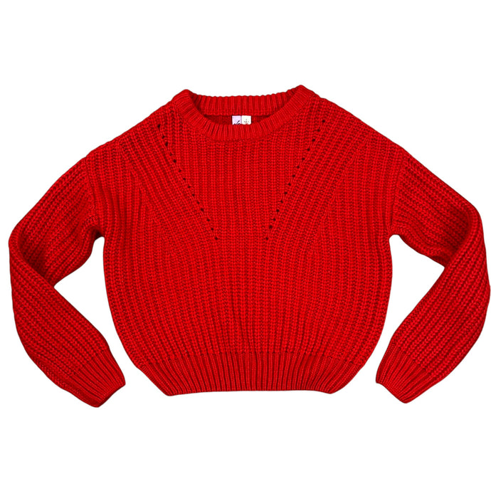 Alya Red Cropped Pullover Knit Sweater Size Small
