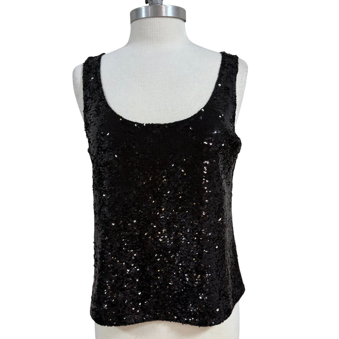 Lafayette 148 Black Sequin Tank Top Size Large