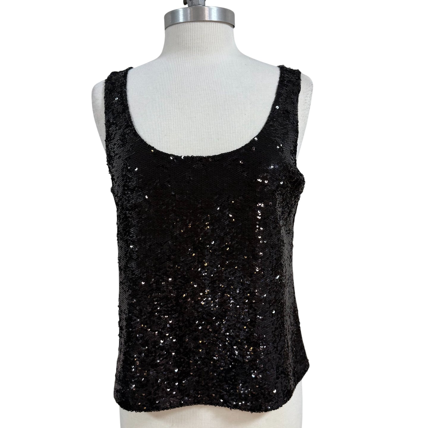 Lafayette 148 Black Sequin Tank Top Size Large