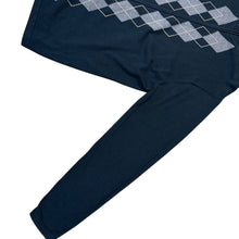 Load image into Gallery viewer, Full Zip Argyle Sweater Black Gray Cotton Knit 2XL Tall
