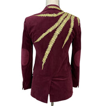 Load image into Gallery viewer, VTG Isaac Mizrahi Burgundy Velvet Blazer Size XS
