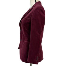 Load image into Gallery viewer, VTG Isaac Mizrahi Burgundy Velvet Blazer Size XS
