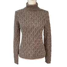 Load image into Gallery viewer, 90s 100% Cotton Cable Knit Turtleneck Sweater Size Small
