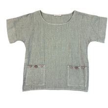 Load image into Gallery viewer, Boxy Sage Green Linen Short Sleeve Top Made in Italy Size Large

