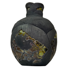 Load image into Gallery viewer, Black Raku Pottery Vase Signed
