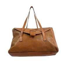 Load image into Gallery viewer, Vintage 90s Italy Tan Perforated Leather Tote Bag

