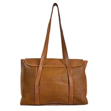 Load image into Gallery viewer, Vintage 90s Italy Tan Perforated Leather Tote Bag
