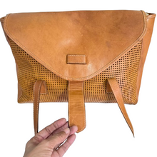 Load image into Gallery viewer, Vintage 90s Italy Tan Perforated Leather Tote Bag
